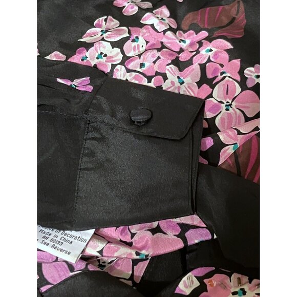 Bob Mackie Silk Blouse M Oversize Hydrangeas Fairy Wearable Art 100% Silk - Picture 6 of 7